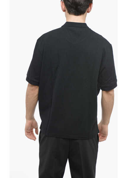 Tricouri Polo Neil Barrett Piquet Cotton Pierced Nipple Loose Fit Polo Black Barbati (BM 13623197) 2