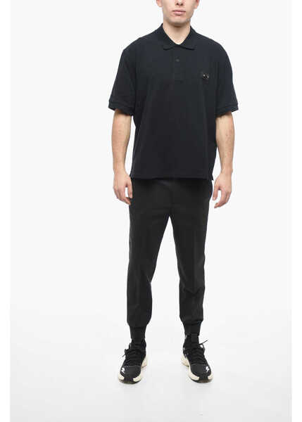 Tricouri Polo Neil Barrett Piquet Cotton Pierced Nipple Loose Fit Polo Black Barbati (BM 13623197) 4