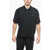 Neil Barrett Piquet Cotton Pierced Nipple Loose Fit Polo Black