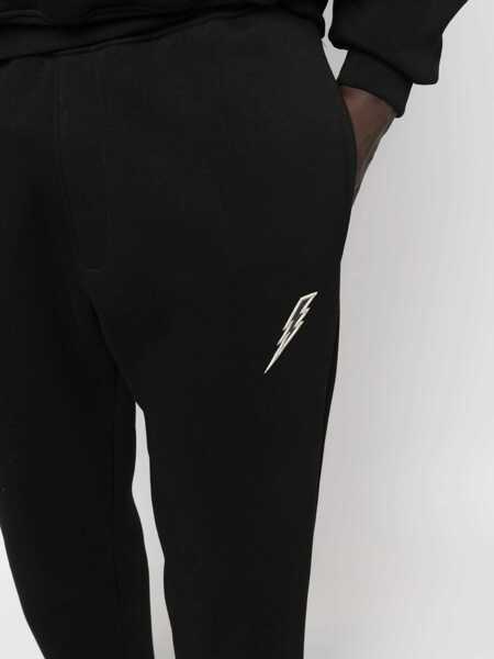 Pantaloni de trening Neil Barrett Loose Fit Cotton Blend Joggers With Ankle Zip Black Barbati (BM 13667552) 5