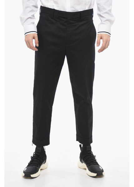 Pantaloni casual Neil Barrett Slim Fit Cotton Twill Jamie Pants With Ankle Zip Black Barbati (BM 13667615) 1