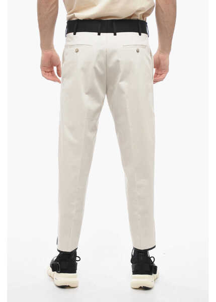 Pantaloni casual Neil Barrett Slim Fit Cotton Twill Tom Pants With Contrast Waistband Beige Barbati (BM 13667981) 2