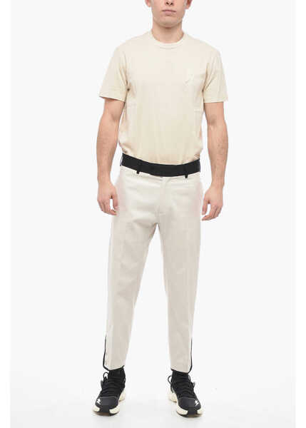 Pantaloni casual Neil Barrett Slim Fit Cotton Twill Tom Pants With Contrast Waistband Beige Barbati (BM 13667981) 4