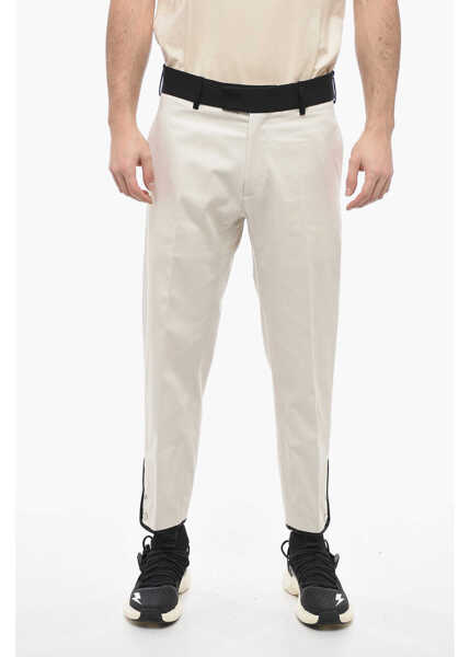 Pantaloni casual Neil Barrett Slim Fit Cotton Twill Tom Pants With Contrast Waistband Beige Barbati (BM 13667981) 1