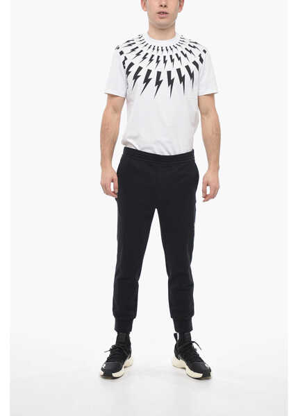 Pantaloni de trening Neil Barrett Cotton Skinny Fit Sweatpants With Cuffs Black Barbati (BM 13667987) 4