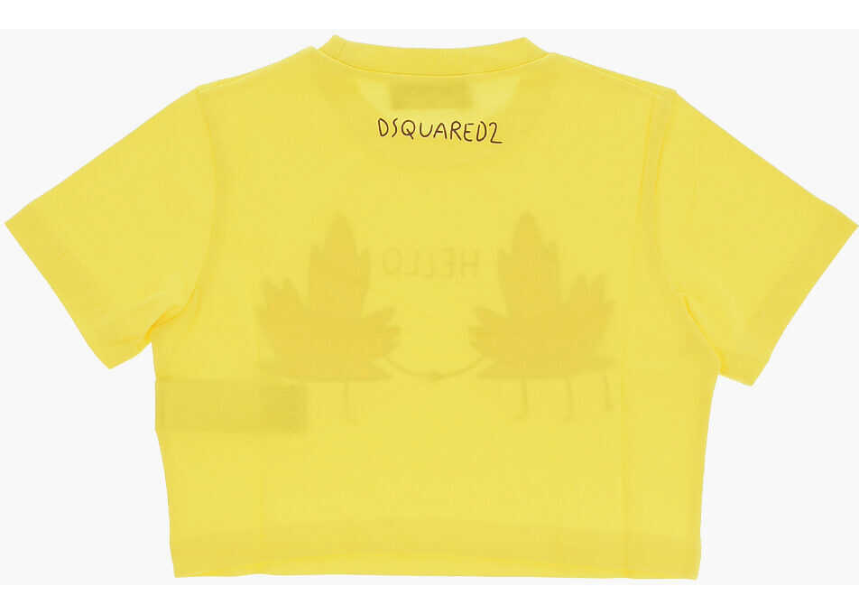 Tricouri DSQUARED2 Printed Cropped Crew-Neck T-Shirt Yellow Baieti (BM 13668944) 2