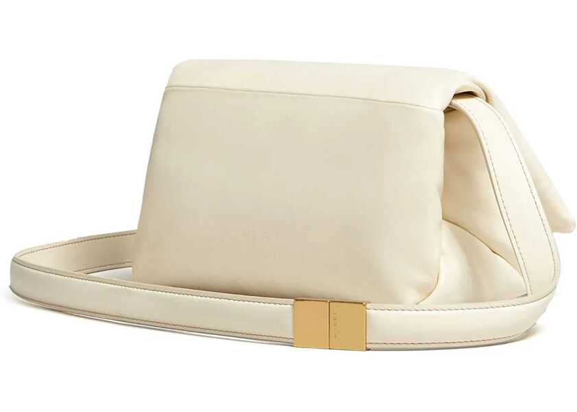 Genti tip postas Marni Leather Shoulder Bag With Gold Details Beige Femei (BM 13668956) 2