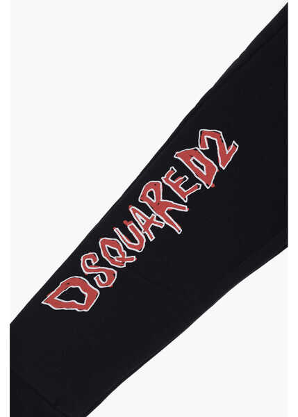 Pantaloni de trening DSQUARED2 Solid-Color Brushed Cotton Joggers Black Baieti (BM 13669802) 2