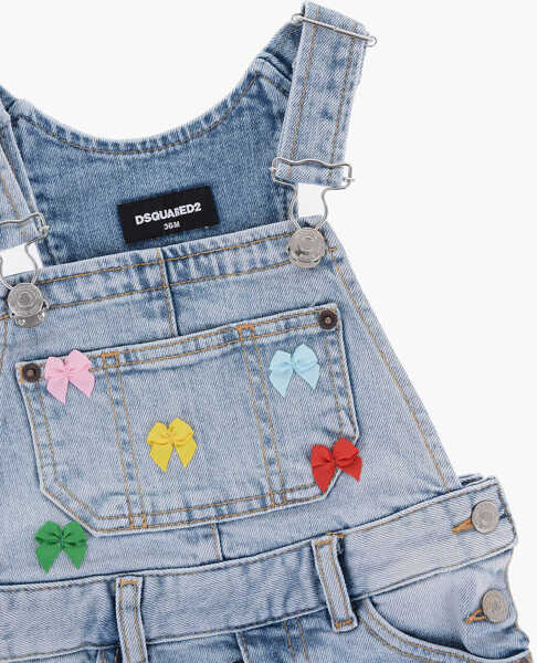 Rochii DSQUARED2 Denim Overalls With Decorative Bows Blue Fete (BM 13670159) 2