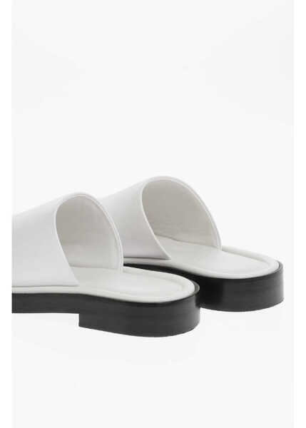 Sandale fara toc Salvatore Ferragamo Leather Giunone Slides White Femei (BM 13670183) 2