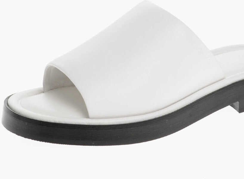 Sandale fara toc Salvatore Ferragamo Leather Giunone Slides White Femei (BM 13670183) 4
