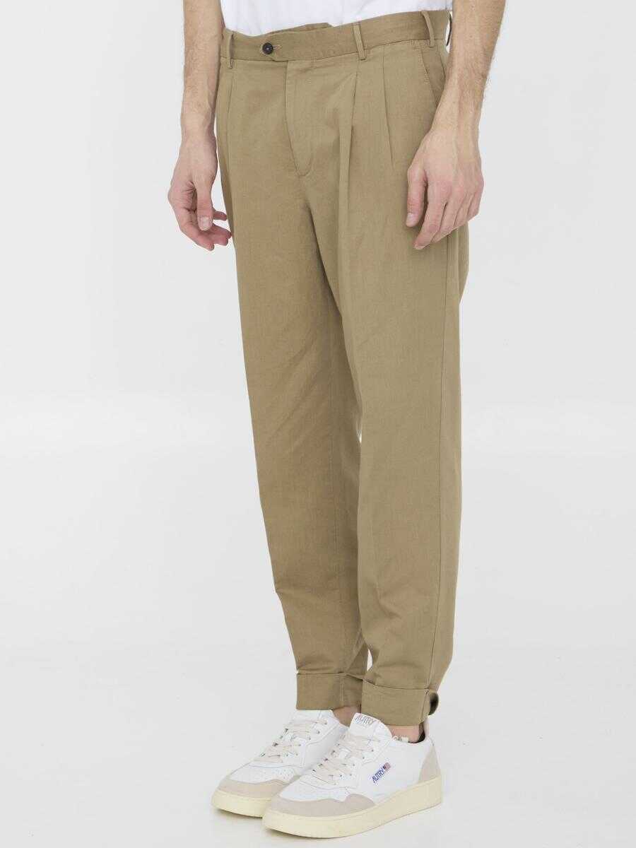 Pantaloni PT TORINO Cotton And Linen Trousers Beige Barbati (BM 13683482) 2