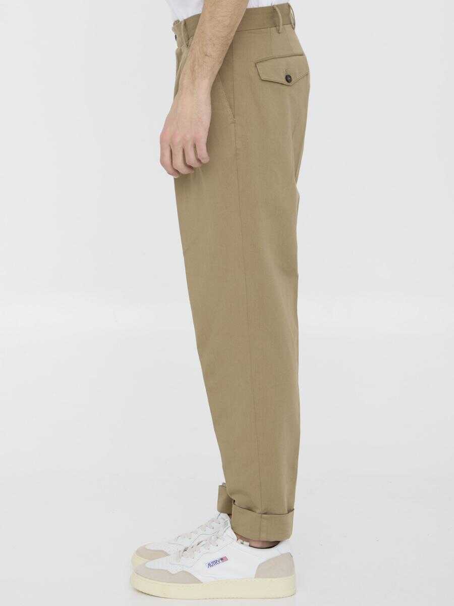 Pantaloni PT TORINO Cotton And Linen Trousers Beige Barbati (BM 13683482) 3