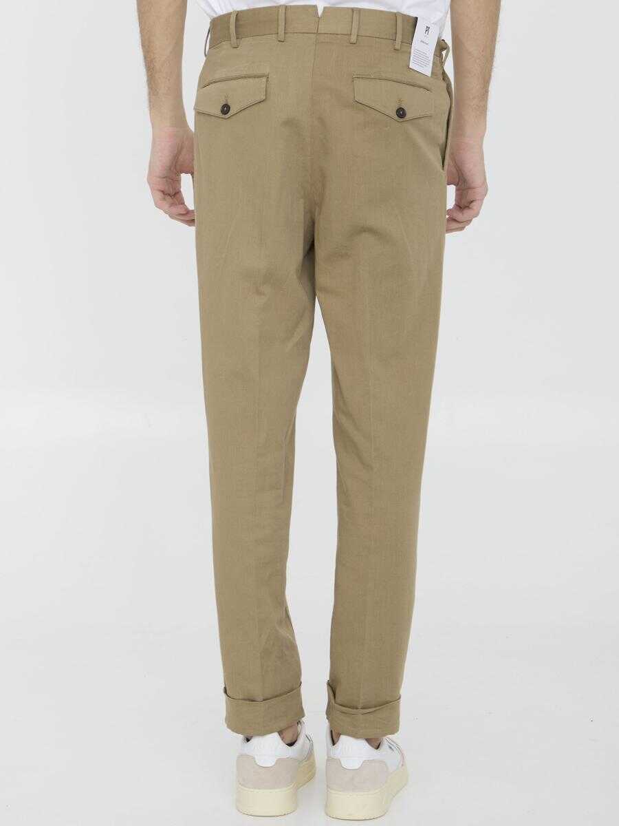 Pantaloni PT TORINO Cotton And Linen Trousers Beige Barbati (BM 13683482) 4