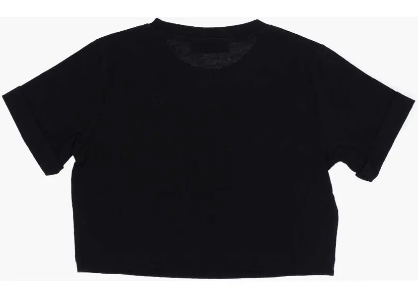 Tricouri DSQUARED2 Solid Color Crew-Neck T-Shirt With Contrasting Logo Black Baieti (BM 13703732) 3