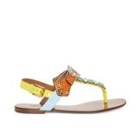 Sandale fara toc Dolce & Gabbana Leather Ayers Crystal Sandals Femei