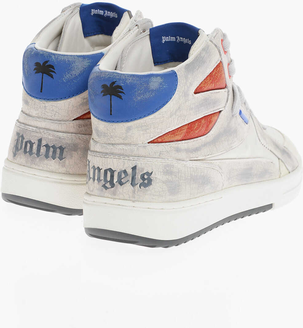 Sneakers Palm Angels Leather University High-Top Sneakers Vintage Effect Beige Barbati (BM 13744988) 2