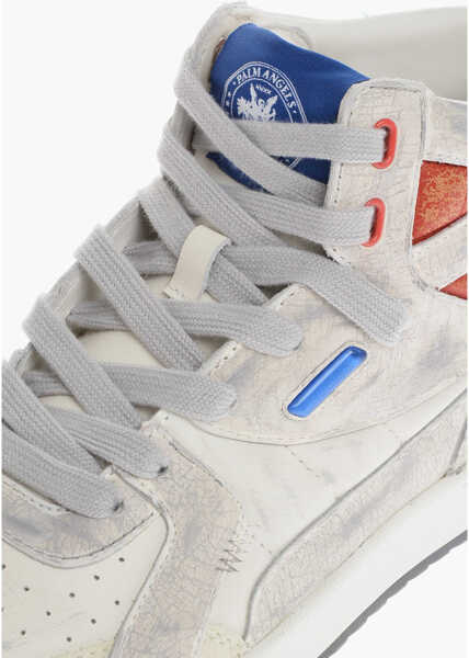 Sneakers Palm Angels Leather University High-Top Sneakers Vintage Effect Beige Barbati (BM 13744988) 4