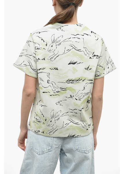 Tricouri Jil Sander Jacquard Jersey Rabbit T-Shirt With Shoulder Zip Green Femei (BM 13745738) 2