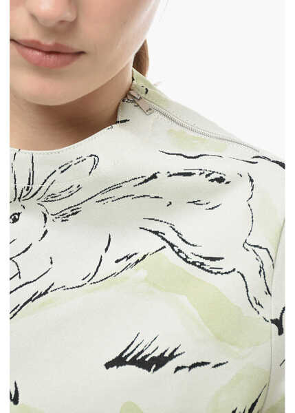 Tricouri Jil Sander Jacquard Jersey Rabbit T-Shirt With Shoulder Zip Green Femei (BM 13745738) 3