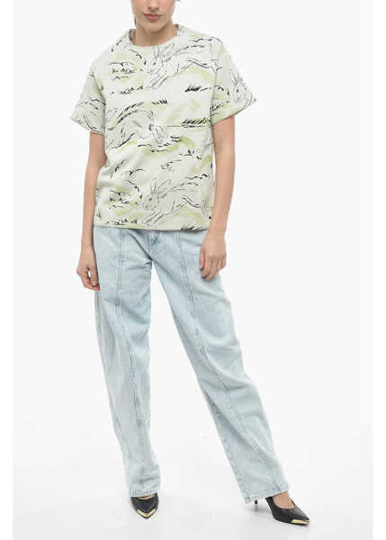 Tricouri Jil Sander Jacquard Jersey Rabbit T-Shirt With Shoulder Zip Green Femei (BM 13745738) 4