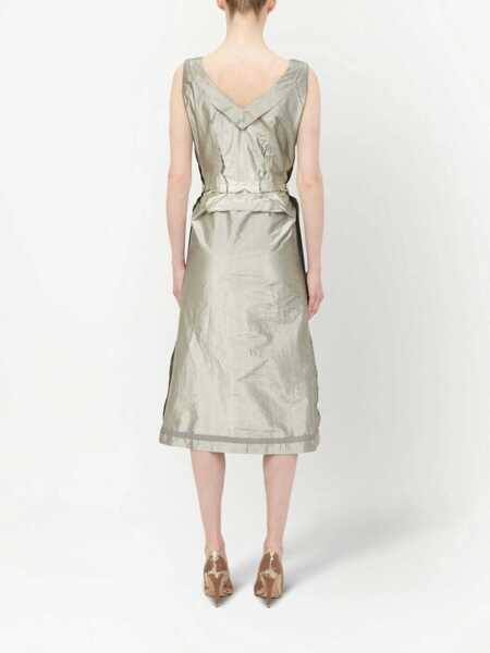 Rochii lungi Maison Margiela Mm1 Laminated Effect Flared Dress Silver Femei (BM 13745783) 4
