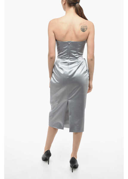 Rochii lungi Maison Margiela Mm1 Satin Pencil Dress With Draping Silver Femei (BM 13745786) 2