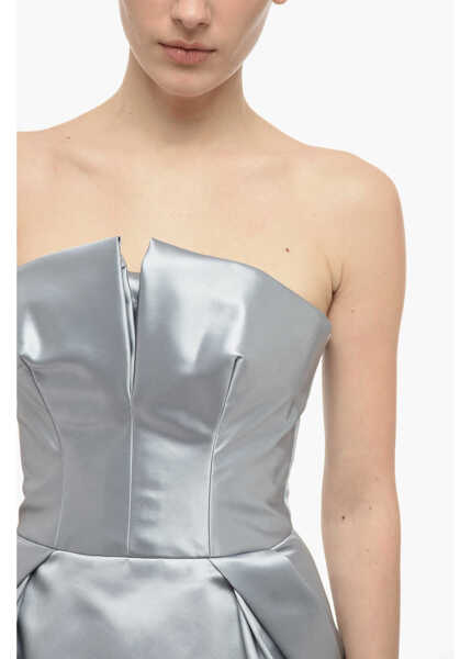 Rochii lungi Maison Margiela Mm1 Satin Pencil Dress With Draping Silver Femei (BM 13745786) 3