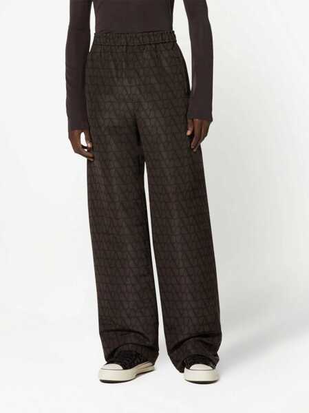 Pantaloni de trening Valentino Garavani Silk Joggers With All Over Logoed Pattern Brown Barbati (BM 13745840) 3