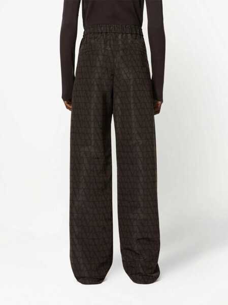 Pantaloni de trening Valentino Garavani Silk Joggers With All Over Logoed Pattern Brown Barbati (BM 13745840) 4