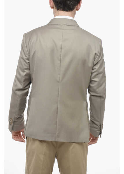 Sacouri 1989 STUDIO Wool Double Breasted Blazer With Peak Lapel Beige Barbati (BM 13746173) 2