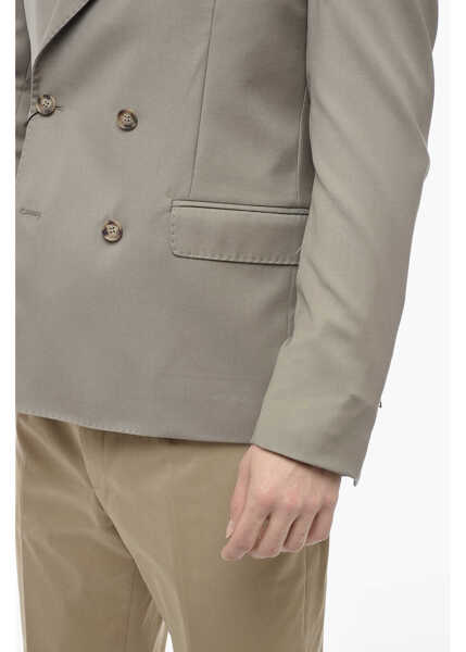 Sacouri 1989 STUDIO Wool Double Breasted Blazer With Peak Lapel Beige Barbati (BM 13746173) 3