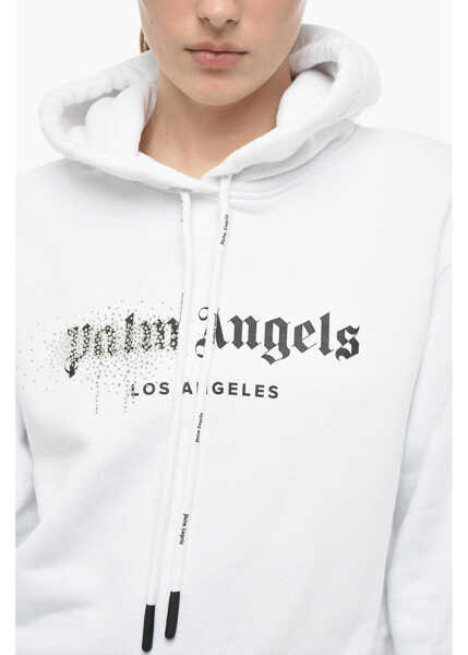 Bluze de trening Palm Angels Tw-Tone Hoodie With Rhinestoned Black & White Femei (BM 13746281) 3