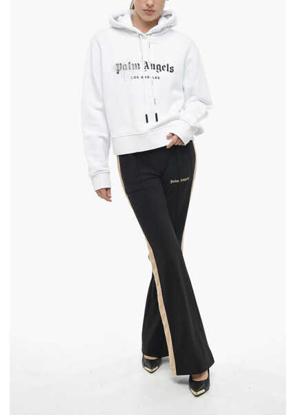 Bluze de trening Palm Angels Tw-Tone Hoodie With Rhinestoned Black & White Femei (BM 13746281) 4