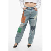 Blugi drepti Patchwork California Jeans With Distressed Details Femei