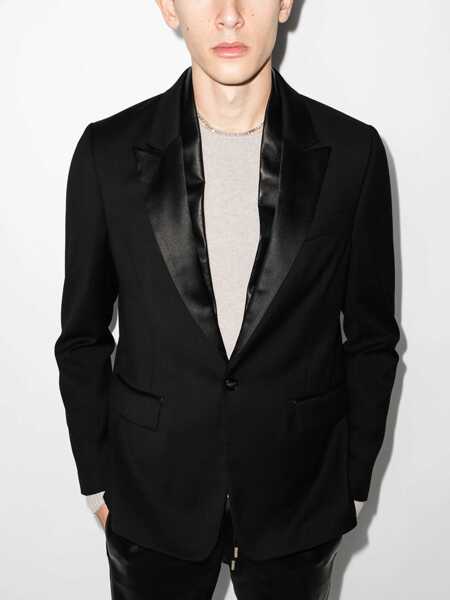 Sacouri elegante AMIRI Wool Tuxed Jacket With Leather Detail Black Barbati (BM 13752173) 2