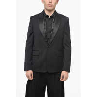 Sacouri elegante Wool Tuxed Jacket With Leather Detail Barbati