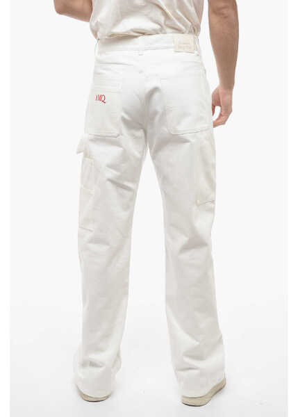Blugi drepti Alexander McQueen Multipocketed Straight Fit Cotton Denims 26Cm White Barbati (BM 13752227) 2