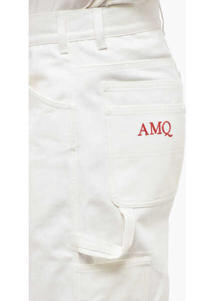 Blugi drepti Alexander McQueen Multipocketed Straight Fit Cotton Denims 26Cm White Barbati (BM 13752227) 3