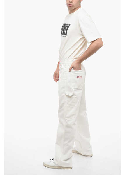 Blugi drepti Alexander McQueen Multipocketed Straight Fit Cotton Denims 26Cm White Barbati (BM 13752227) 4