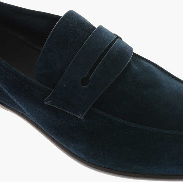 Mocasini Ermenegildo Zegna Cuir Sole Lasola Suede Penny Loafers Blue Barbati (BM 13752395) 4