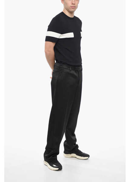 Pantaloni casual Neil Barrett Loose Fit Liam Satin Pants Black Barbati (BM 13752635) 4