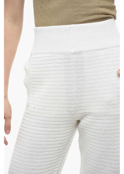 Pantaloni de trening ART ESSAY Cotton Knit High Waisted Joggers White Femei (BM 13752698) 3