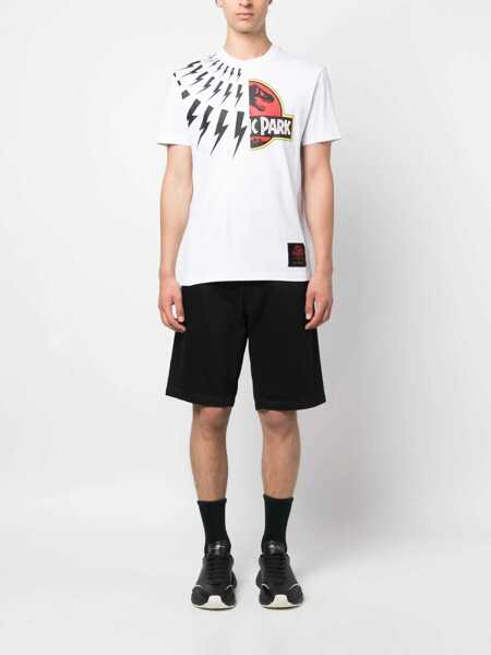 Tricouri Neil Barrett Jurassic Park X Nb Crew Neck Half Thunderbolt Cotton T-Shirt White Barbati (BM 13752707) 2