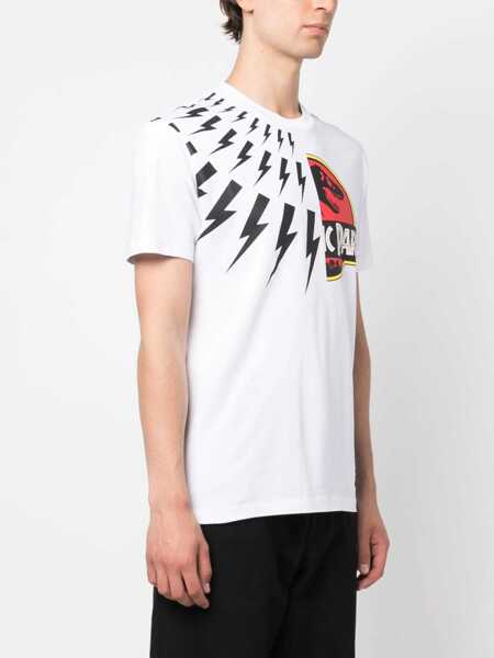 Tricouri Neil Barrett Jurassic Park X Nb Crew Neck Half Thunderbolt Cotton T-Shirt White Barbati (BM 13752707) 3