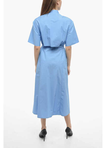 Rochii lungi Department Five Belted Flared Shirt Dress Light Blue Femei (BM 13752755) 2