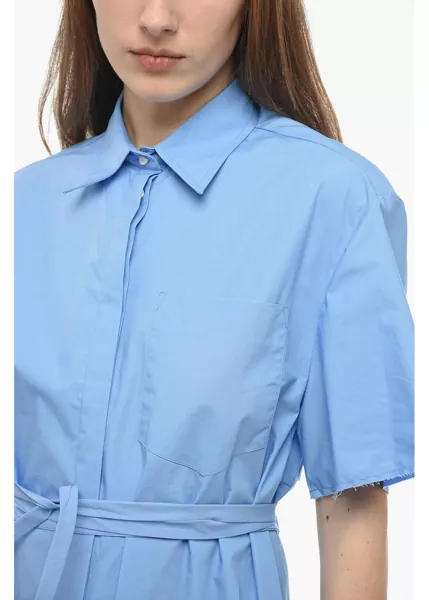 Rochii lungi Department Five Belted Flared Shirt Dress Light Blue Femei (BM 13752755) 3