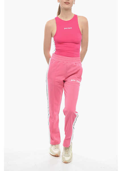 Pantaloni casual Palm Angels Contrast Side Bands Track Pants With Ankle Zipped Pink Femei (BM 13752866) 4