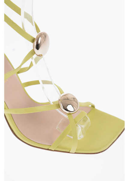 Sandale cu toc BRUNO FRISONI Leather Atom Lace-Up Sandals With Golden Studs Green Femei (BM 13753754) 4