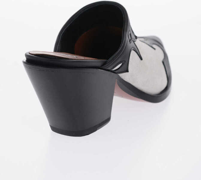 Saboti SONORA Suede Rosedale Western Mules Heel 8Cm Black & White Femei (BM 13753778) 2